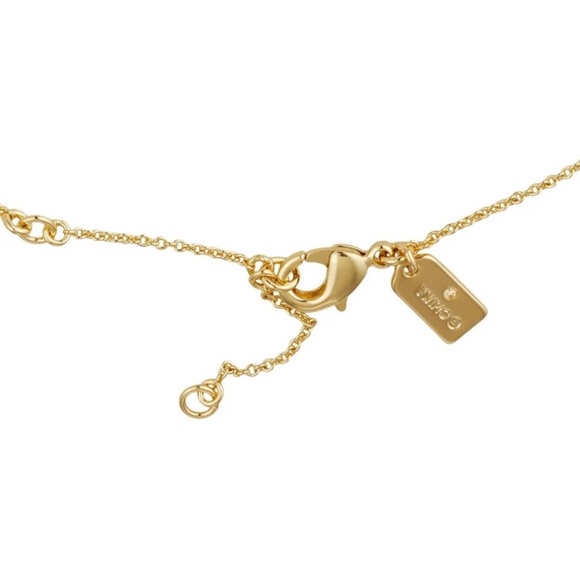 Coach Quilted Lock & Key Gold Chain Necklace NWT W Cotton Coach Jewelry Dust Bag - Picture 6 of 6